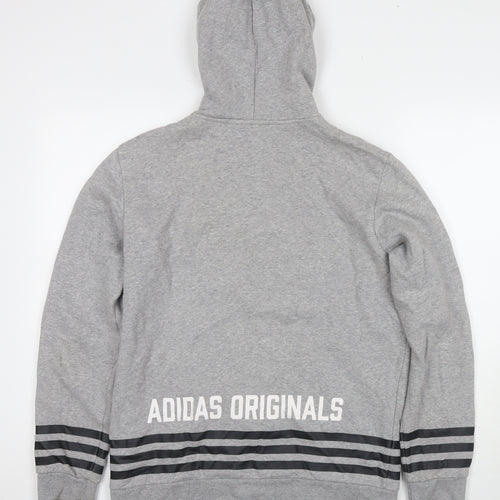 adidas Mens Grey Cotton Full Zip Hoodie Size M - Logo