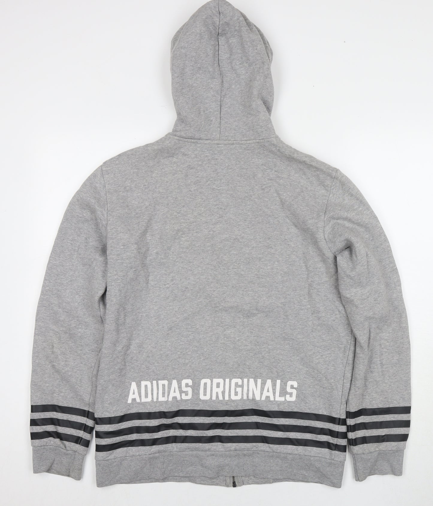 adidas Mens Grey Cotton Full Zip Hoodie Size M - Logo