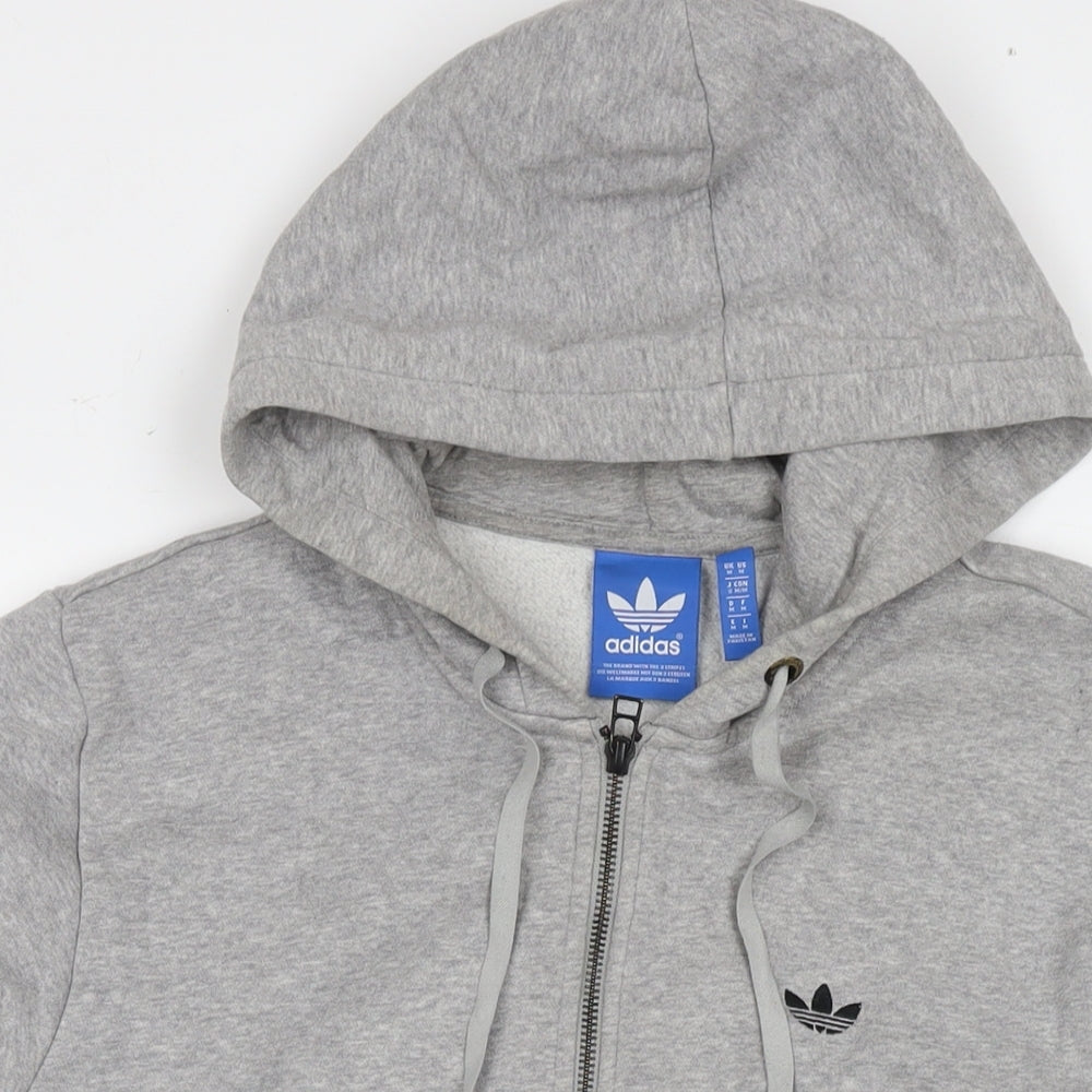 adidas Mens Grey Cotton Full Zip Hoodie Size M - Logo