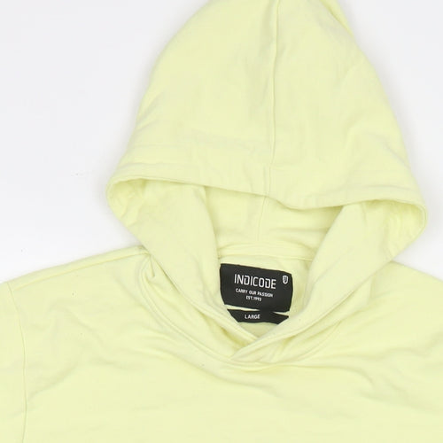 Indicore Mens Yellow Cotton Pullover Sweatshirt Size L