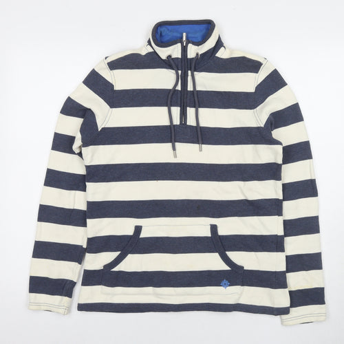 Maine Womens Blue Striped Cotton Pullover Sweatshirt Size 12 Pullover