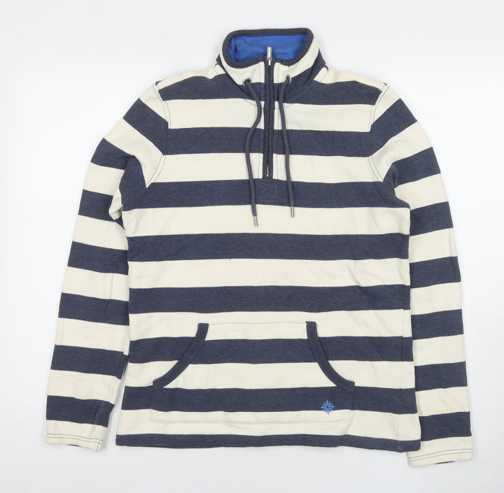 Maine Womens Blue Striped Cotton Pullover Sweatshirt Size 12 Pullover