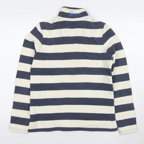 Maine Womens Blue Striped Cotton Pullover Sweatshirt Size 12 Pullover