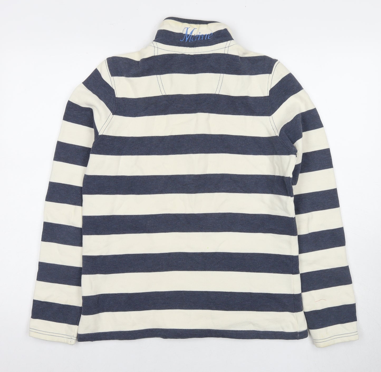 Maine Womens Blue Striped Cotton Pullover Sweatshirt Size 12 Pullover