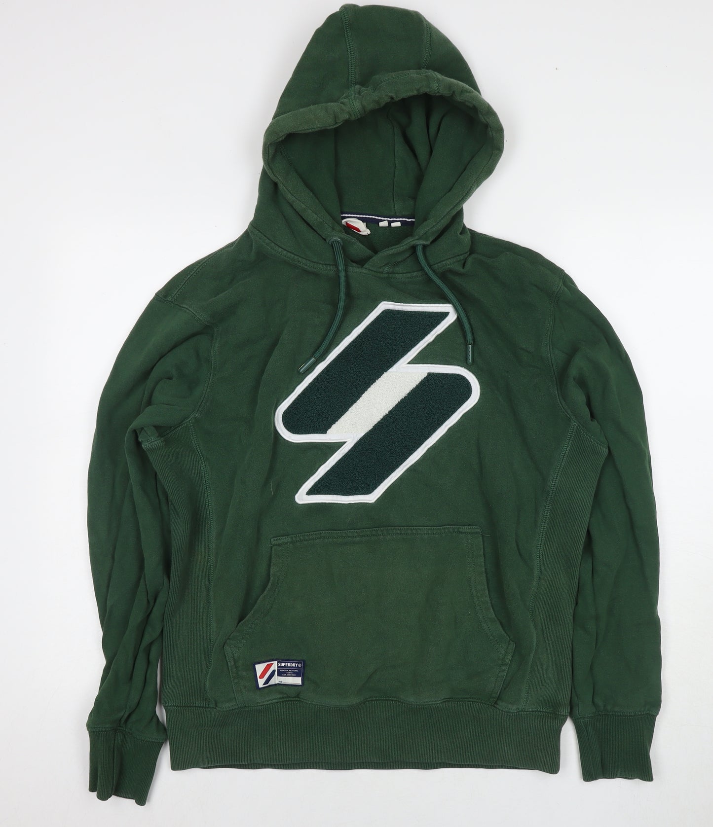 Superdry Mens Green Cotton Pullover Hoodie Size L