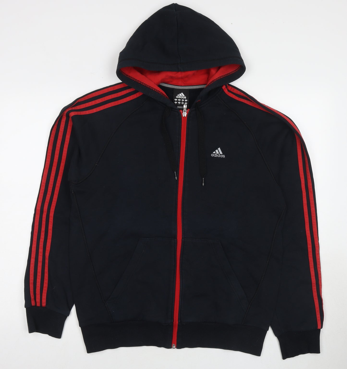 adidas Mens Black Cotton Full Zip Hoodie Size M