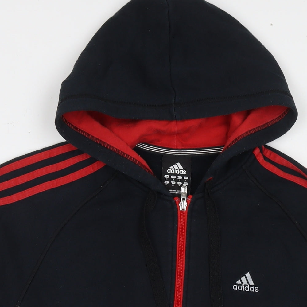 adidas Mens Black Cotton Full Zip Hoodie Size M