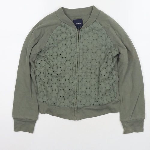 Gap Girls Green Cotton Full Zip Sweatshirt Size 8 Years Zip