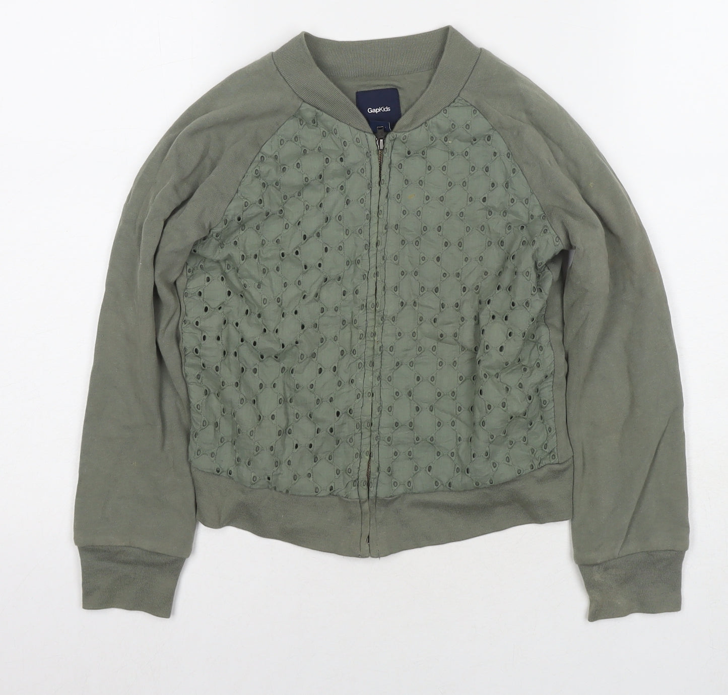 Gap Girls Green Cotton Full Zip Sweatshirt Size 8 Years Zip