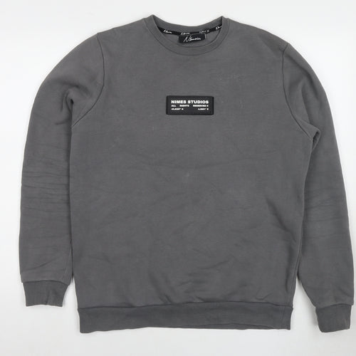 Nimes Mens Grey Cotton Pullover Sweatshirt Size M - Velcro Logo