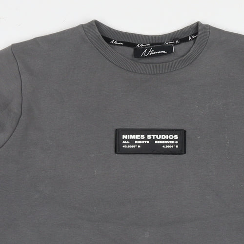 Nimes Mens Grey Cotton Pullover Sweatshirt Size M - Velcro Logo