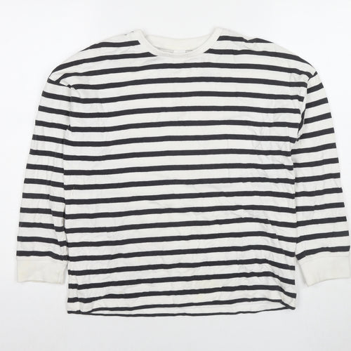 NEXT Girls White Striped Cotton Pullover Sweatshirt Size 11 Years Pullover