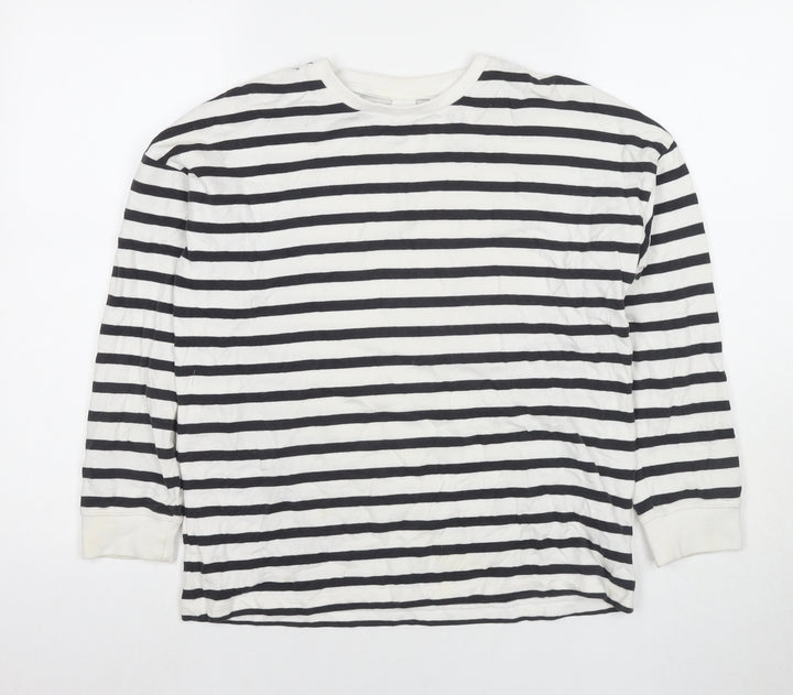 NEXT Girls White Striped Cotton Pullover Sweatshirt Size 11 Years Pullover