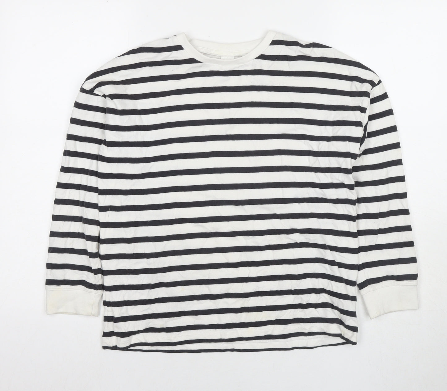 NEXT Girls White Striped Cotton Pullover Sweatshirt Size 11 Years Pullover