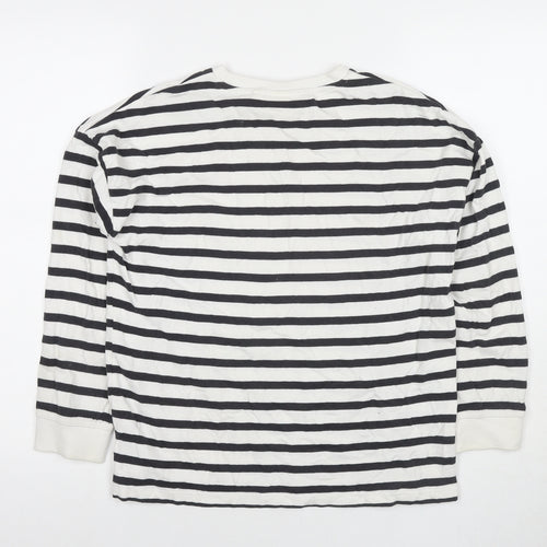 NEXT Girls White Striped Cotton Pullover Sweatshirt Size 11 Years Pullover
