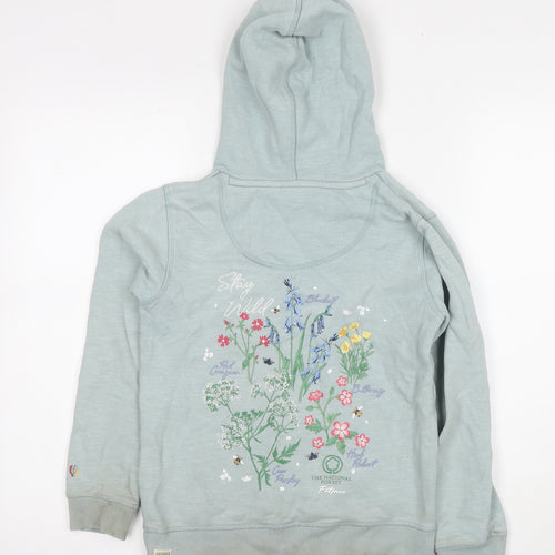 Fat Face Girls Blue Cotton Full Zip Hoodie Size 9-10 Years Zip - Flowers