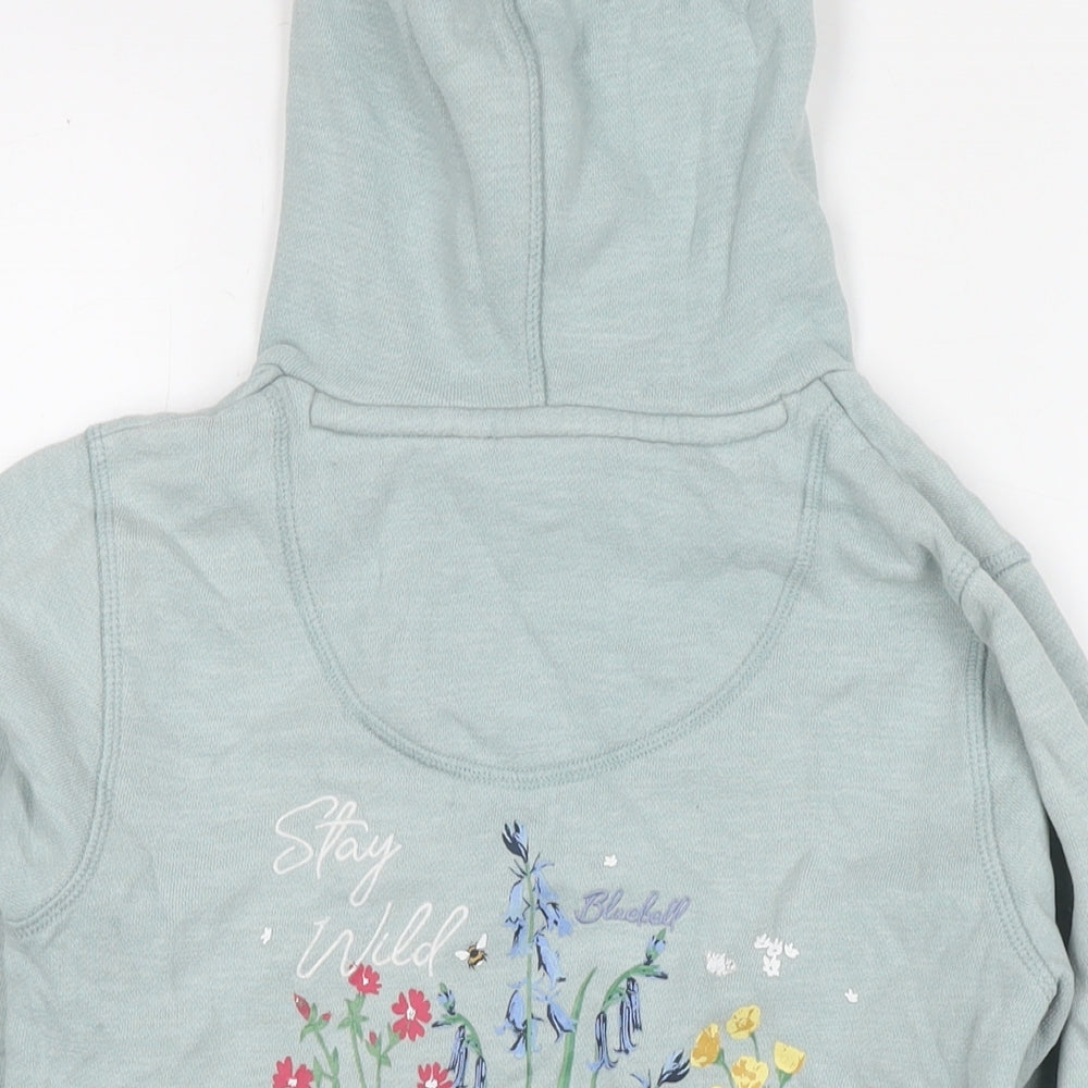 Fat Face Girls Blue Cotton Full Zip Hoodie Size 9-10 Years Zip - Flowers