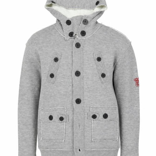 Egan Mens Grey Acrylic Cardigan Hoodie Size XL