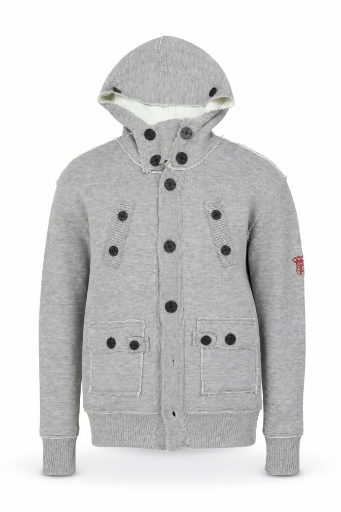 Egan Mens Grey Acrylic Cardigan Hoodie Size XL