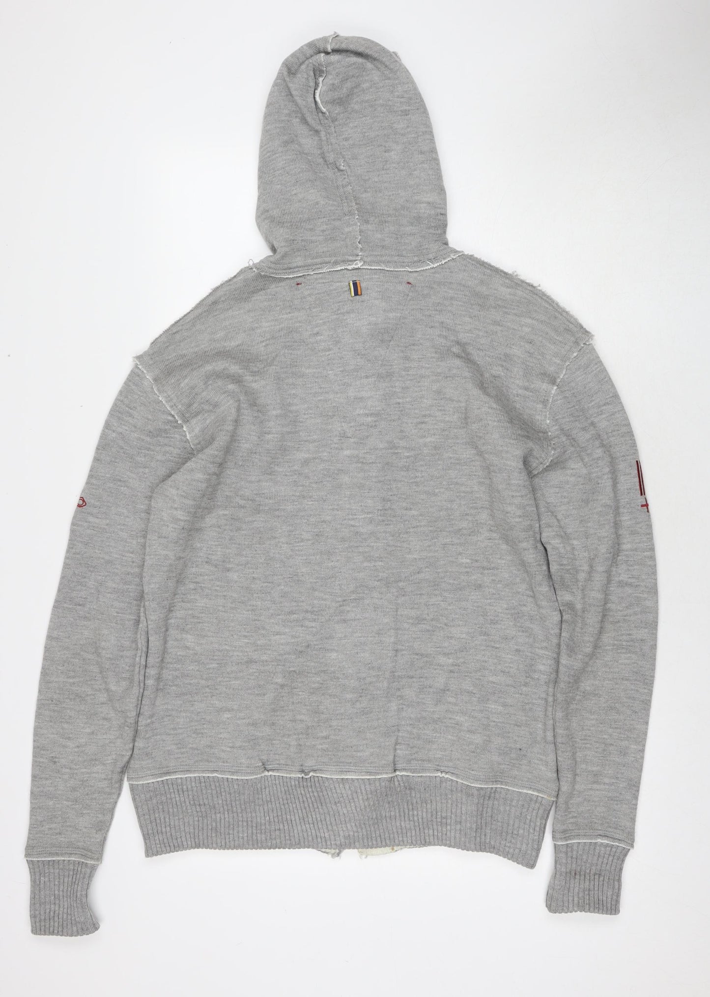 Egan Mens Grey Acrylic Cardigan Hoodie Size XL