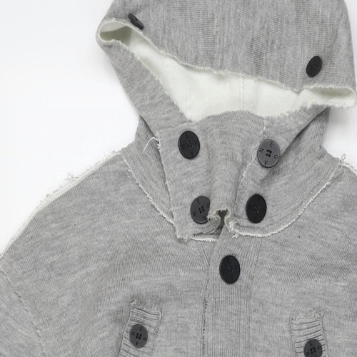 Egan Mens Grey Acrylic Cardigan Hoodie Size XL