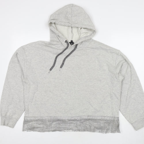 River Island Womens Grey Cotton Pullover Hoodie Size L Pullover - Jeweled Detail