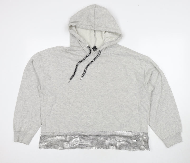 River Island Womens Grey Cotton Pullover Hoodie Size L Pullover - Jeweled Detail