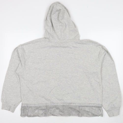 River Island Womens Grey Cotton Pullover Hoodie Size L Pullover - Jeweled Detail