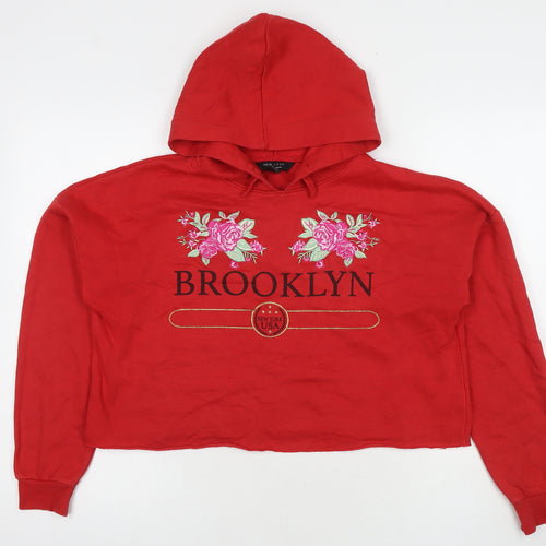 New Look Girls Red Cotton Pullover Sweatshirt Size 14-15 Years Pullover - Brooklyn