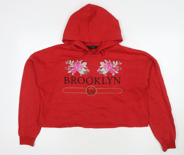 New Look Girls Red Cotton Pullover Sweatshirt Size 14-15 Years Pullover - Brooklyn