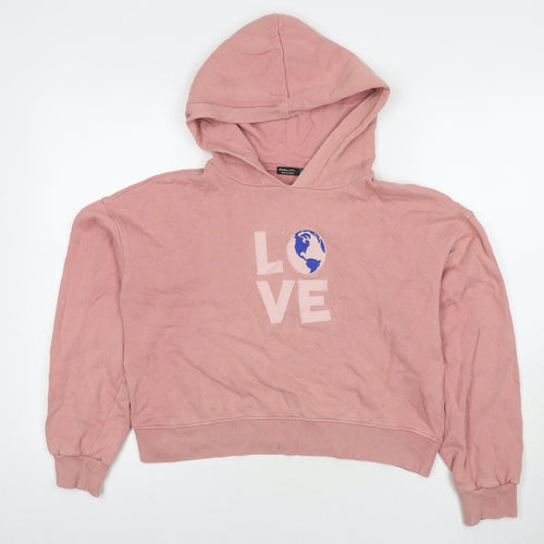 Bershka Womens Pink Cotton Pullover Sweatshirt Size S Pullover - Love