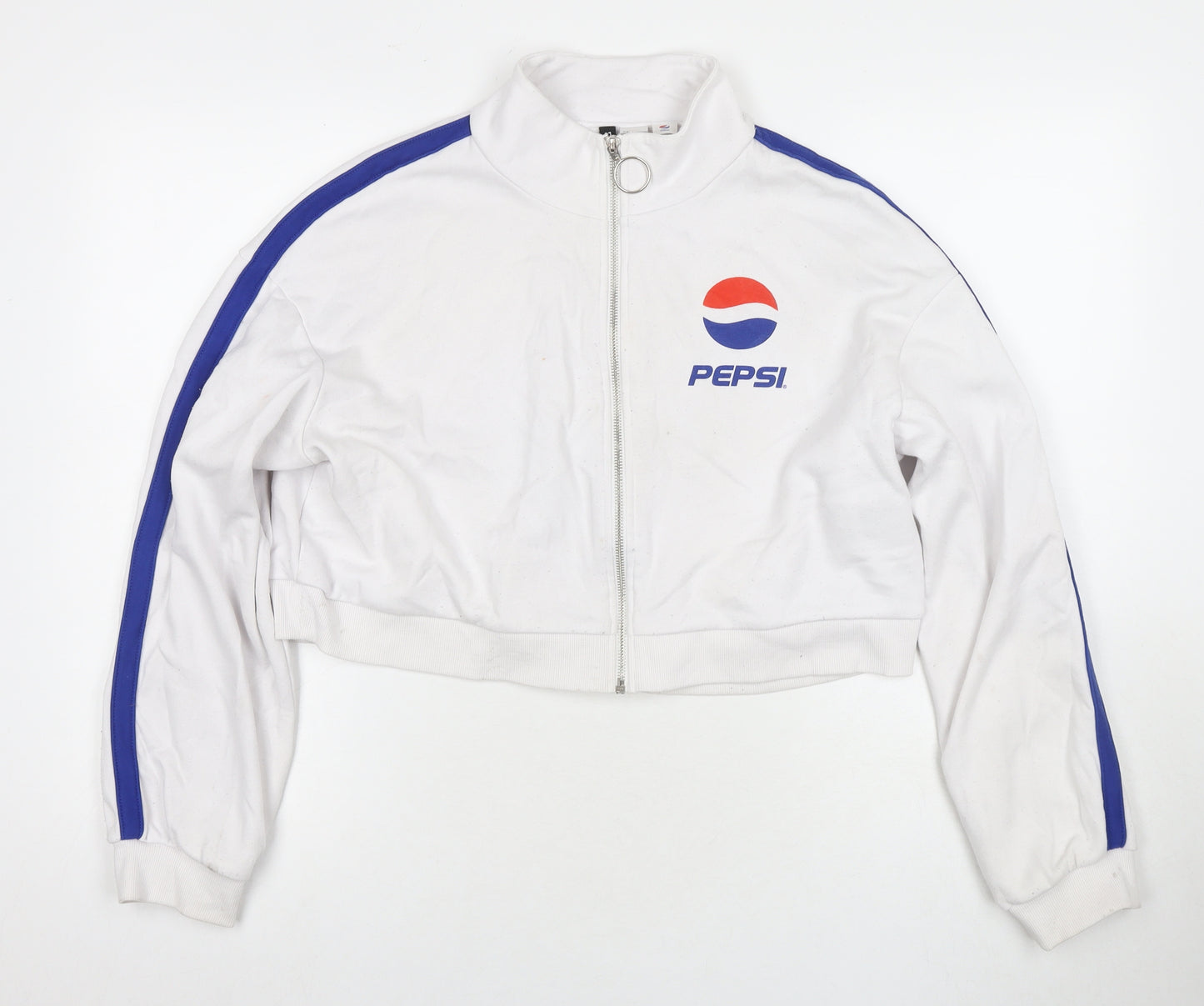 Pepsi Womens White Cotton Full Zip Sweatshirt Size M Zip - Logo