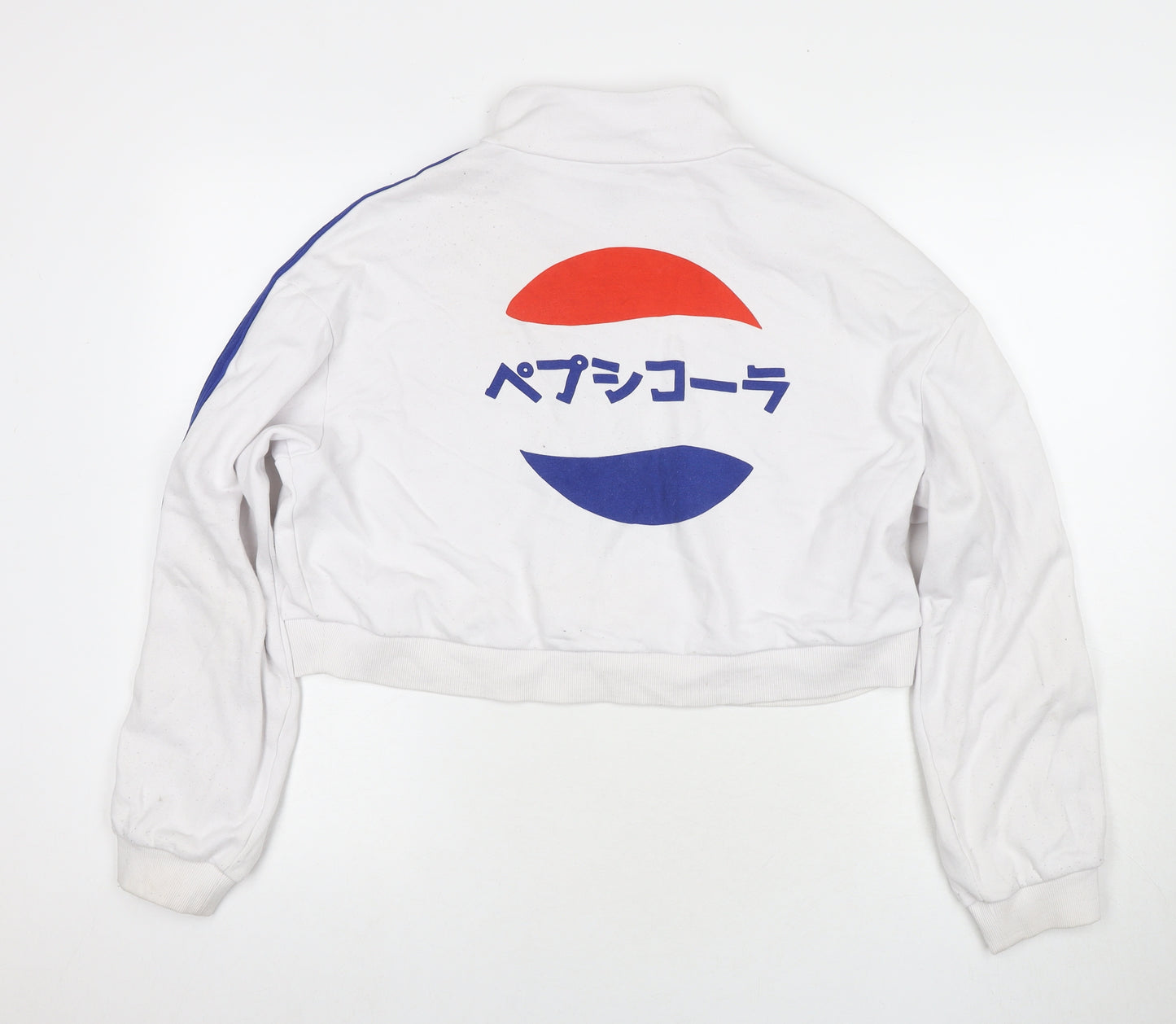 Pepsi Womens White Cotton Full Zip Sweatshirt Size M Zip - Logo