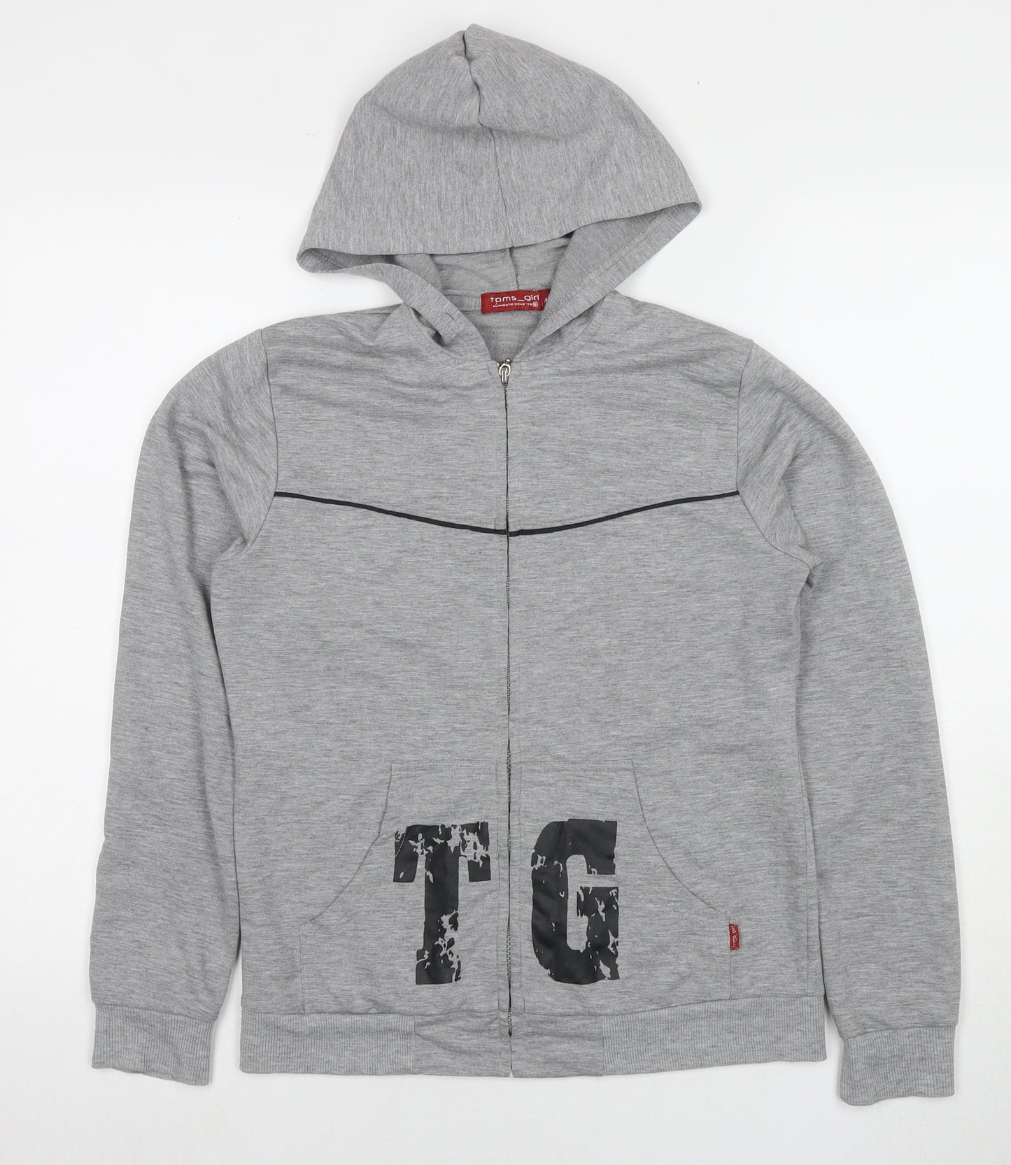 Toms Girl Womens Grey Cotton Full Zip Hoodie Size M Zip