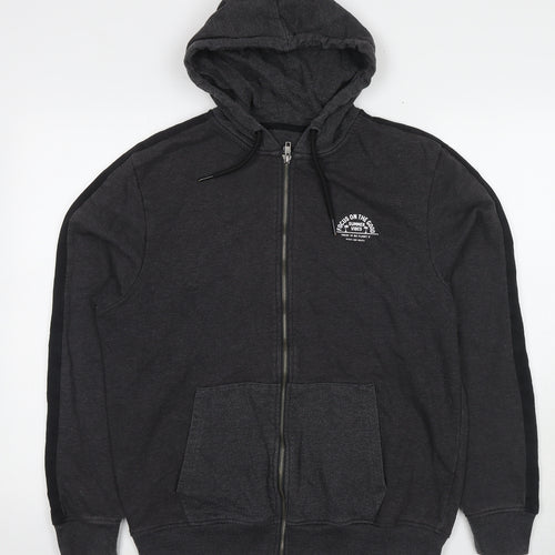 Threadcare Mens Grey Cotton Full Zip Hoodie Size L