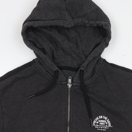 Threadcare Mens Grey Cotton Full Zip Hoodie Size L