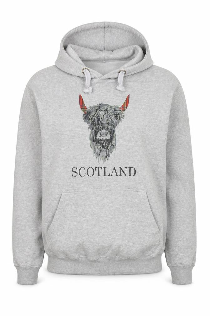 Front view of Scotland women’s grey polyester pullover hoodie, size L, pullover - logo