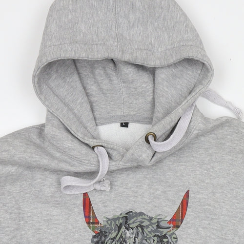 Scotland Womens Grey Polyester Pullover Hoodie Size L Pullover - Logo