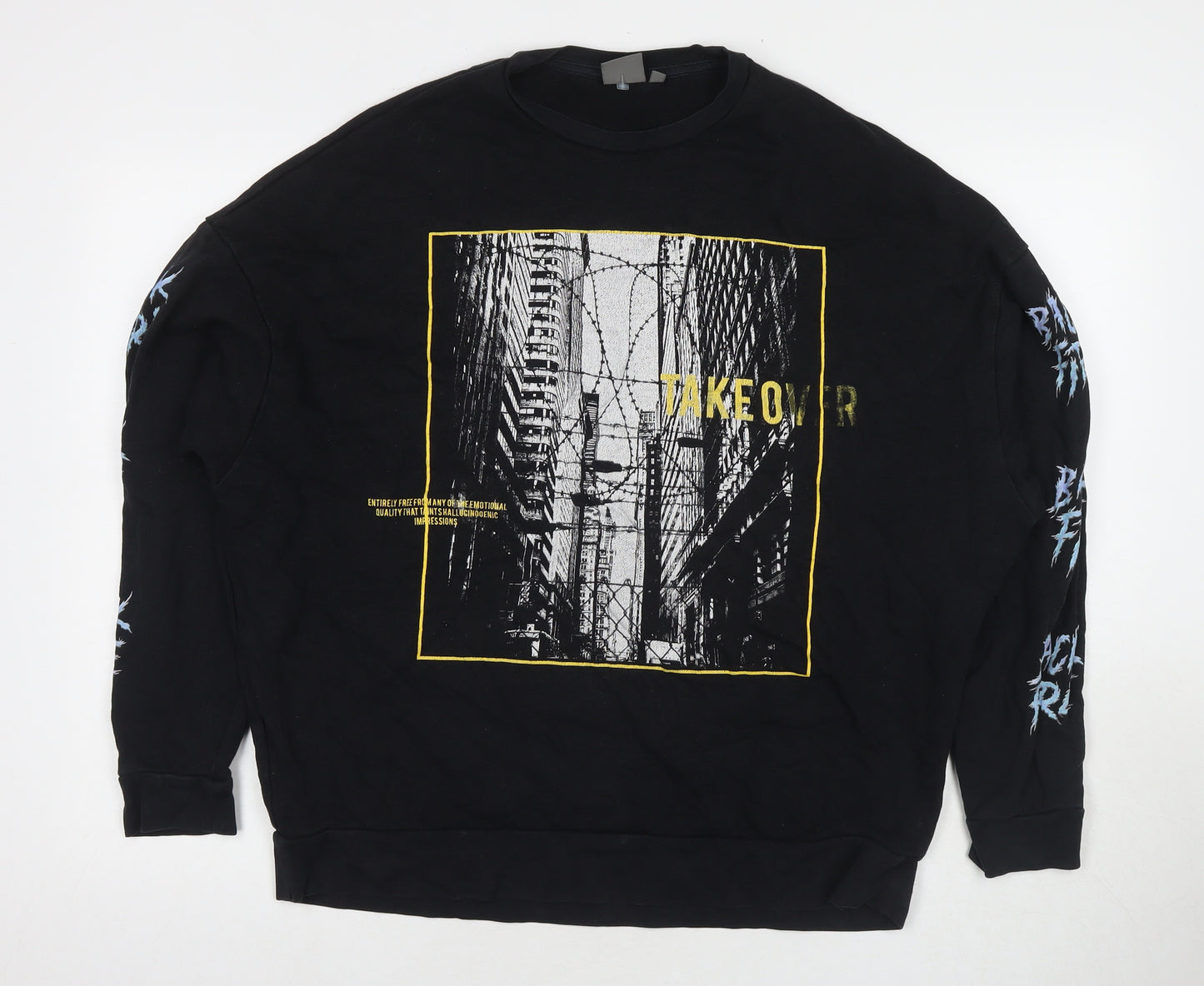 ASOS Mens Black Cotton Pullover Sweatshirt Size S - Takeover
