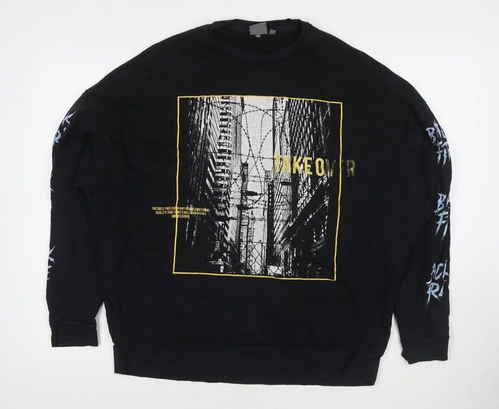 ASOS Mens Black Cotton Pullover Sweatshirt Size S - Takeover