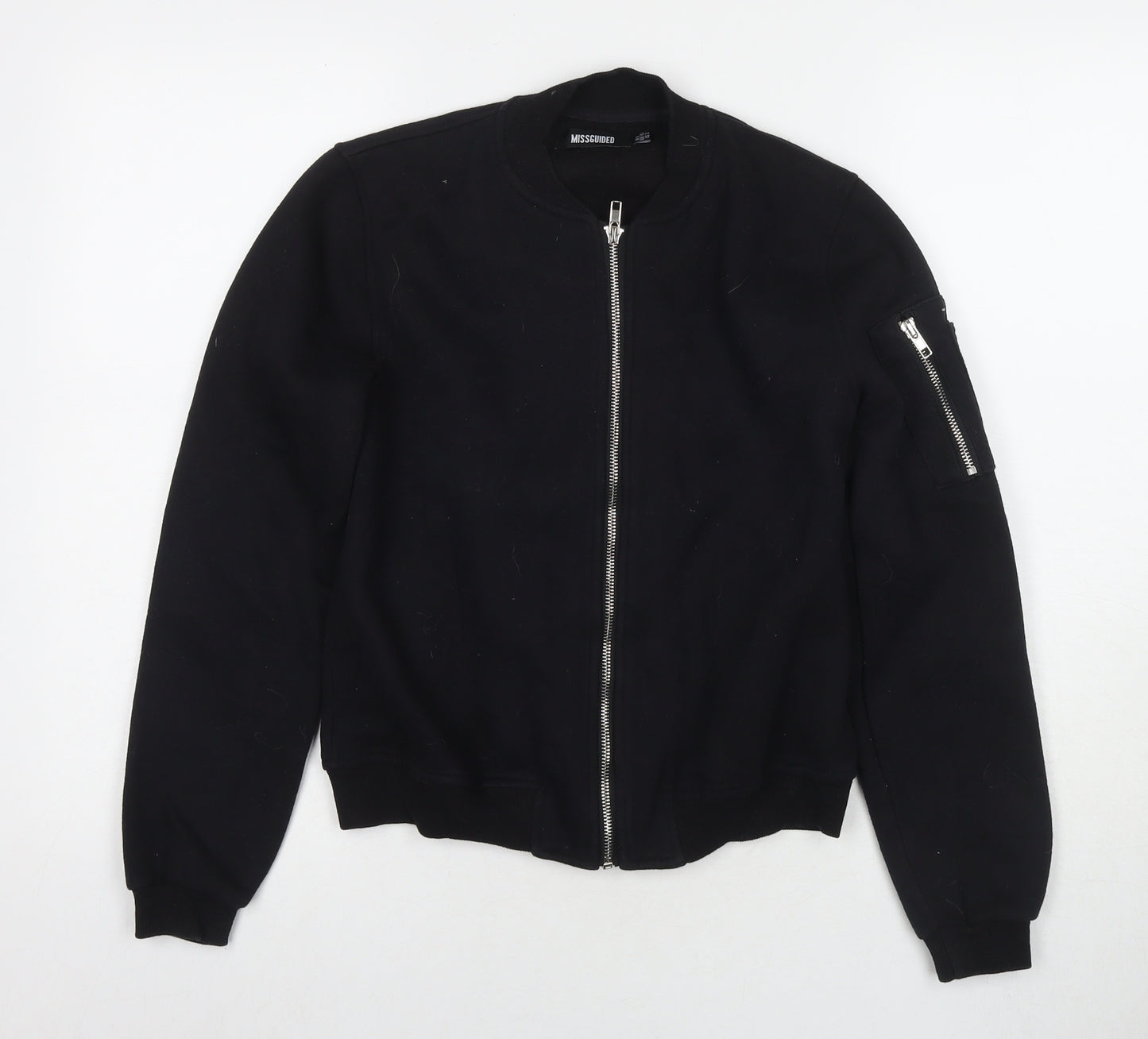 Missguided Womens Black Polyester Full Zip Sweatshirt Size 6 Zip