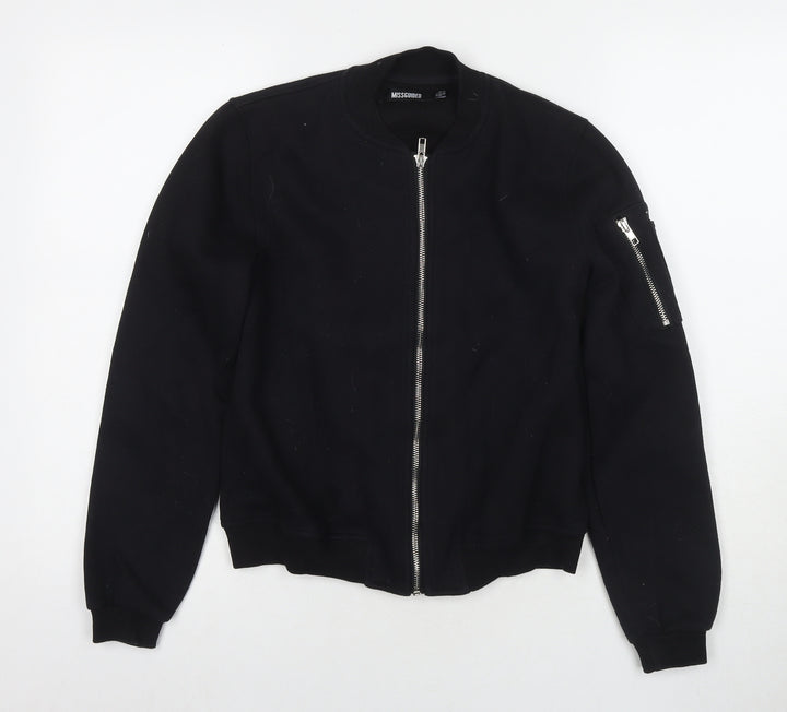 Missguided Womens Black Polyester Full Zip Sweatshirt Size 6 Zip