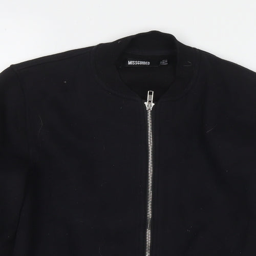 Missguided Womens Black Polyester Full Zip Sweatshirt Size 6 Zip