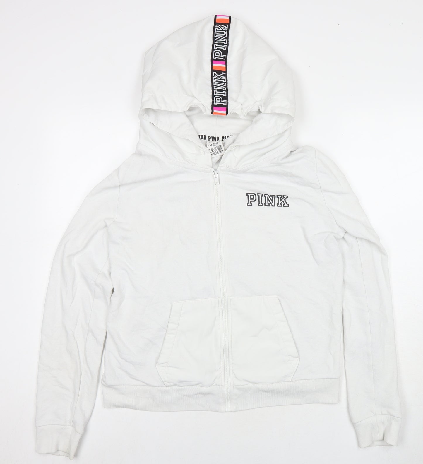 PINK Womens White Cotton Pullover Sweatshirt Size L Pullover