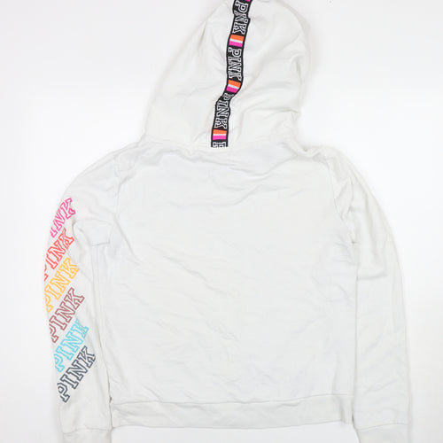 PINK Womens White Cotton Pullover Sweatshirt Size L Pullover