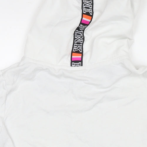 PINK Womens White Cotton Pullover Sweatshirt Size L Pullover