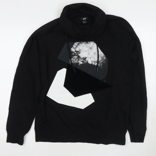 Divided by H&M Mens Black Cotton Pullover Sweatshirt Size M - Geometric Detail