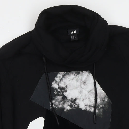 Divided by H&M Mens Black Cotton Pullover Sweatshirt Size M - Geometric Detail