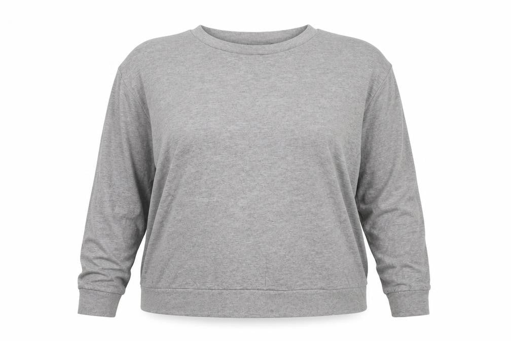 Front view of ASOS women’s grey cotton pullover sweatshirt, size UK 16, pullover