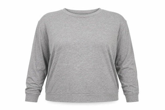 Front view of ASOS women’s grey cotton pullover sweatshirt, size UK 16, pullover